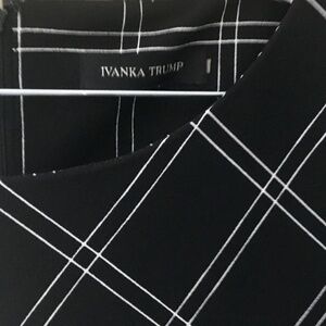 IvanKa Trump round neck line black window pane sheath dress